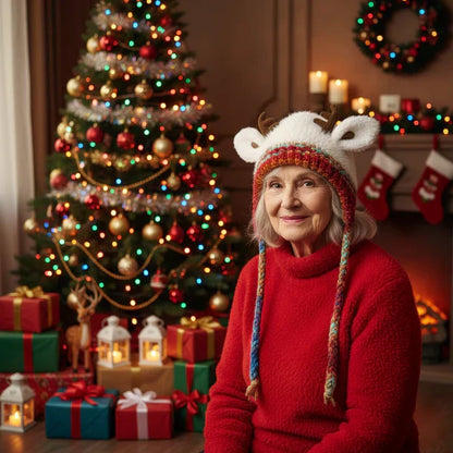 🎁🎄Christmas Sale 49% OFF! 🦌Original Design Festive Christmas Antler Hat🧶